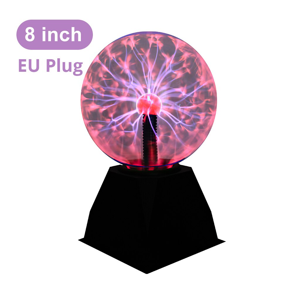 Luz mágica de bola de Plasma de 4/5/6/8 pulgadas, esfera de cristal, luces de mesa, lámpara eléctrica de Plasma de cristal, decoración de: 8 inch EU Plug