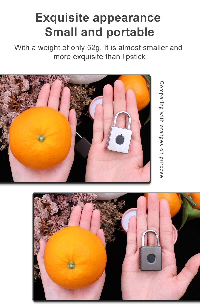 Smart Lock Keyless Fingerprint Lock Anti-Theft Security Padlock Door Luggage Case Bag Lock cerradura inteligente