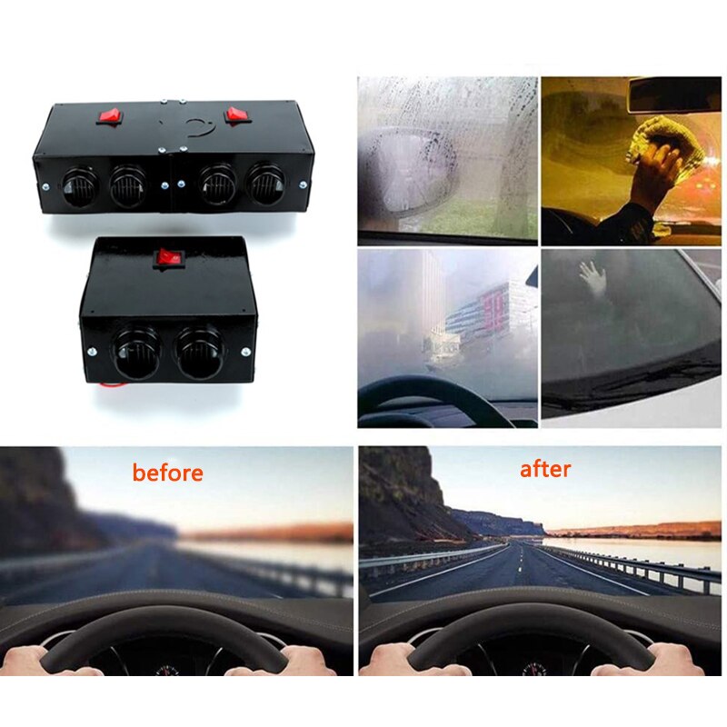 Car Heater Defroster Portable Car Electric Dryer Windshield Windscreen Demister with 4 Outlet 12V 800W for Vehicle RV SUV Truck