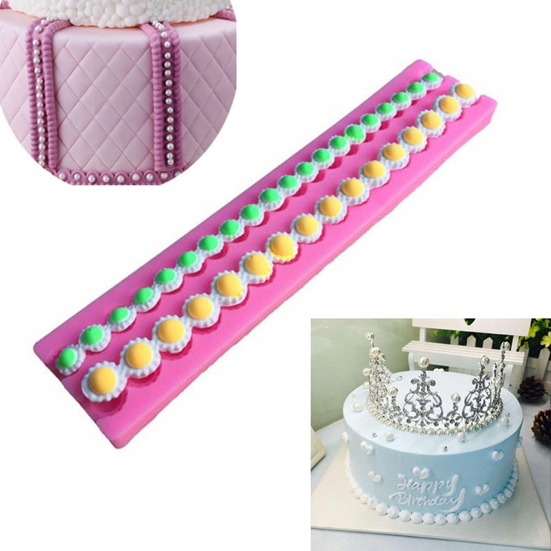 Bead Chain Siliconen Fondant Mal Parel Rits Cake Parel Suikerpasta Bead Chocloate Klei Border Craft Mould Silicone Mold