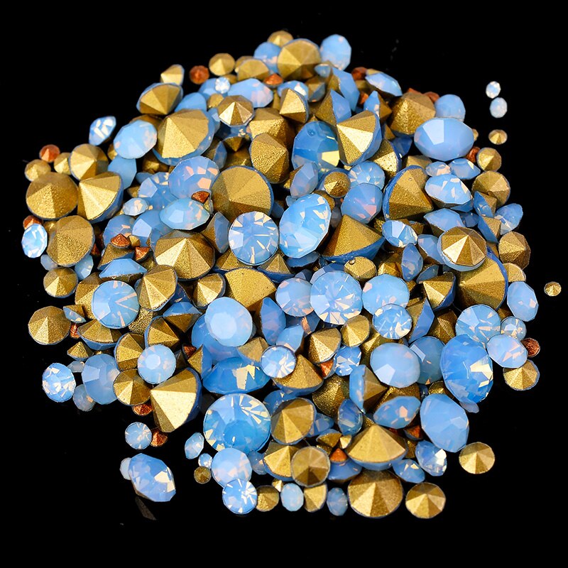 SS2-SS22 Mix Grootte 6Gram 200-400Pcs Alle Kleuren Kegel Point Rhinestone Voor 3D Nail Art Diy Sieraden applique Accessoires Decoratie: lt blue opal