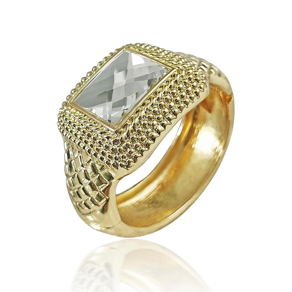 Metal Cuff Bangle For Women Gold Color Alloy Glass Big Bracelets Statement Indian Jewelry Accessories UKMOC