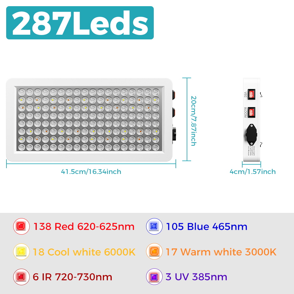 Pełne spektrum światła LED do uprawy roślin 500W BLoom/VEG 2 tryby hydroponiczny namiot szklarniowy pudełko na wzrost lampa do uprawy sukulentów owocowych: green / EU