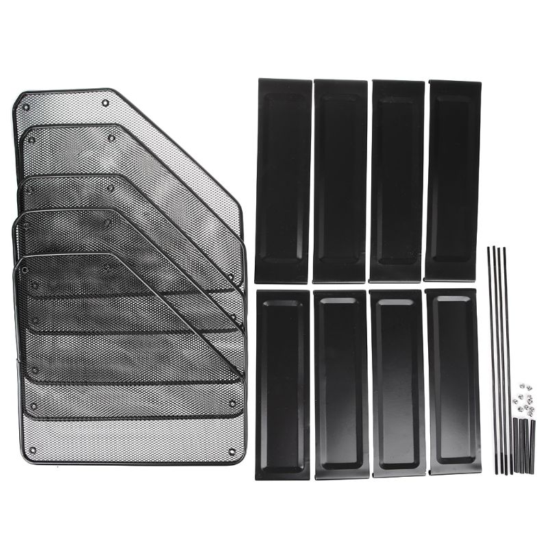 4 Column Metal Mesh File Holder Document Rack Letter Magazine Newspaper Tray for Desk Organizer Home Office Supplies