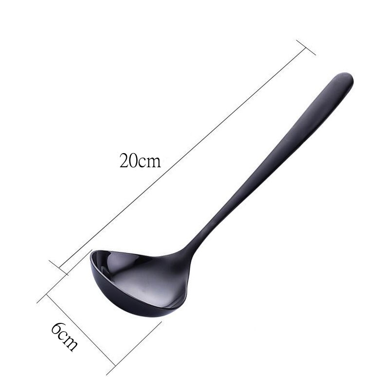 Stainless Steel Tableware Korean Long Handle Spoon Home Soup Spoons Cutlery Dinnerware Kitchen Cooking Utensils: Black