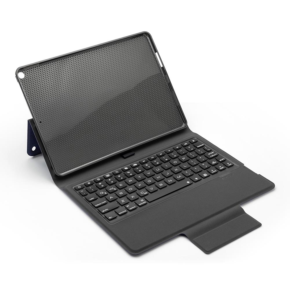 Gorąca sprzedaż Tablet klawiatura delikatne tekstury klapki skórzane etui Bluetooth bezprzewodowa klawiatura podświetlenie dla iPad 10.2 cal 2019: Blue