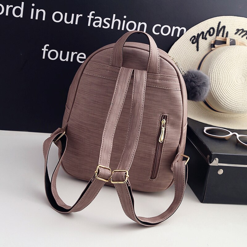 Women Backpack Girls Solid PU Leather Shoulder Mini Backpack Shoulder Bag Women Backpack Set Bag Mochila FemininaDropshipping 50