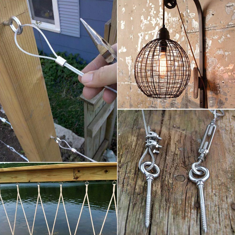 Garden Wire Kit String Lights Hanging Lights Wire Stainless Steel Cable Anti-Rust Wire For Garden Backyard Lights