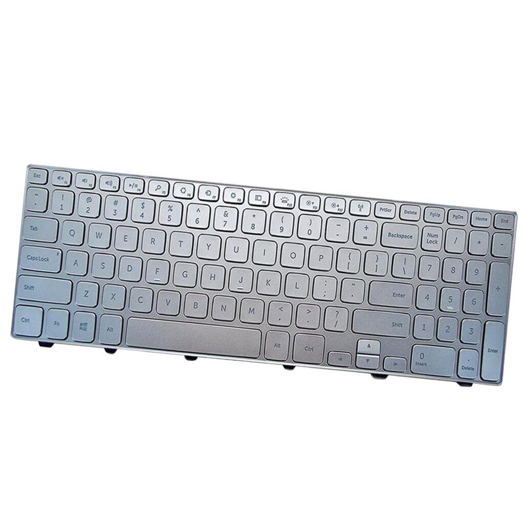 Replacement US English Layout Laptop Keyboard with Backlit/Backlight for Dell Inspiron 15-7000 7537, Silver
