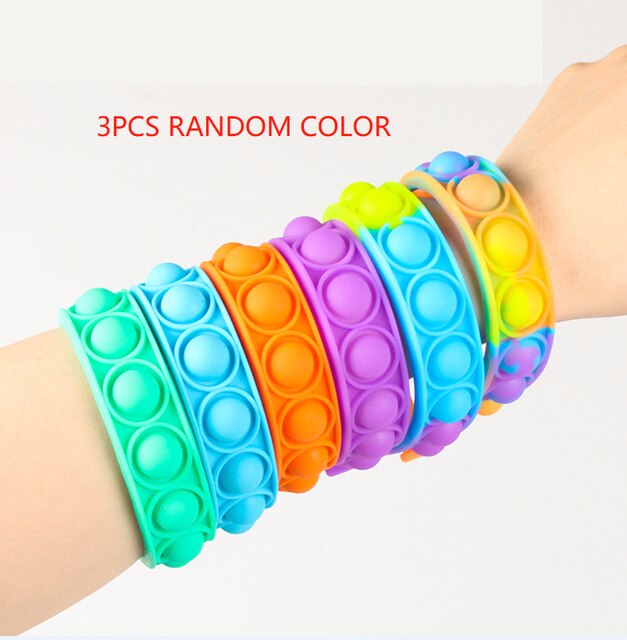 Push Pop Popete Fidget Armband Zintuiglijke Speelgoed Popits Polsband Anti-Stress Squeeze Squishys Autisme Stress Relief Kids Toy: 3pc Random Color