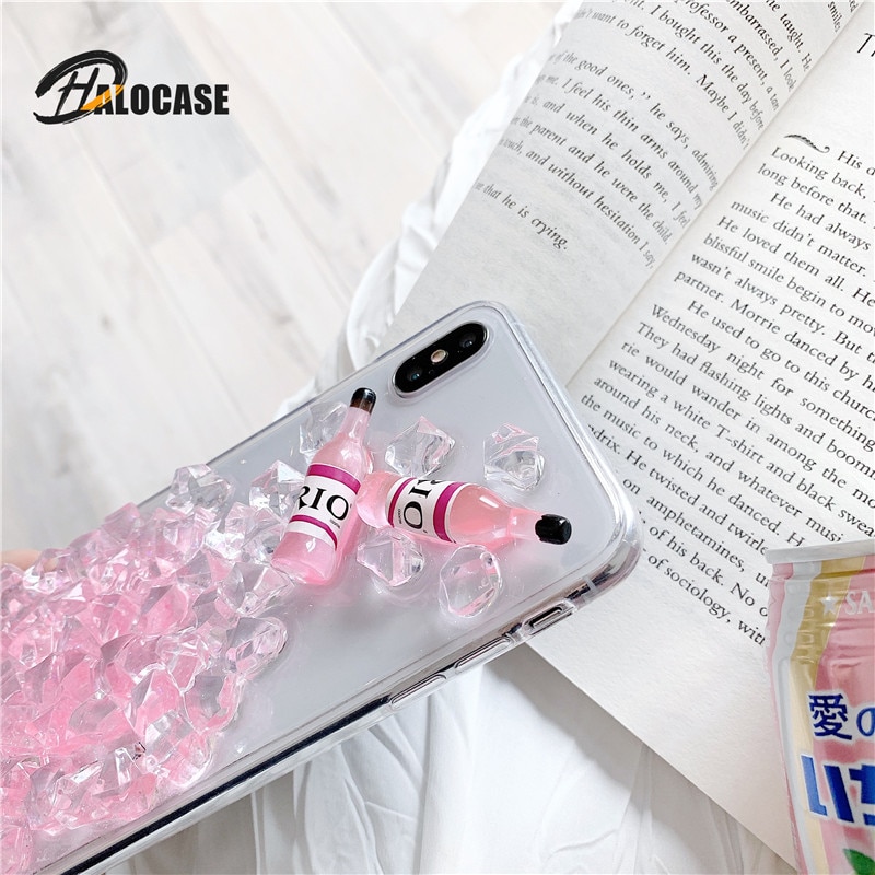 Personality ICE Wine Bottle Funny Pattern Soft TPU Epoxy Phone Case For iPhone 11Pro MAX 6 6S 8 7Plus XS MAX XR XS X Back Cover