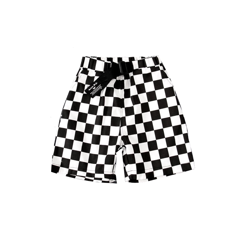 Sommarshorts för pojkar bomull tonåring svartvita rutiga shorts barn tunna byxor 2-14 år kläder småbarnskläder