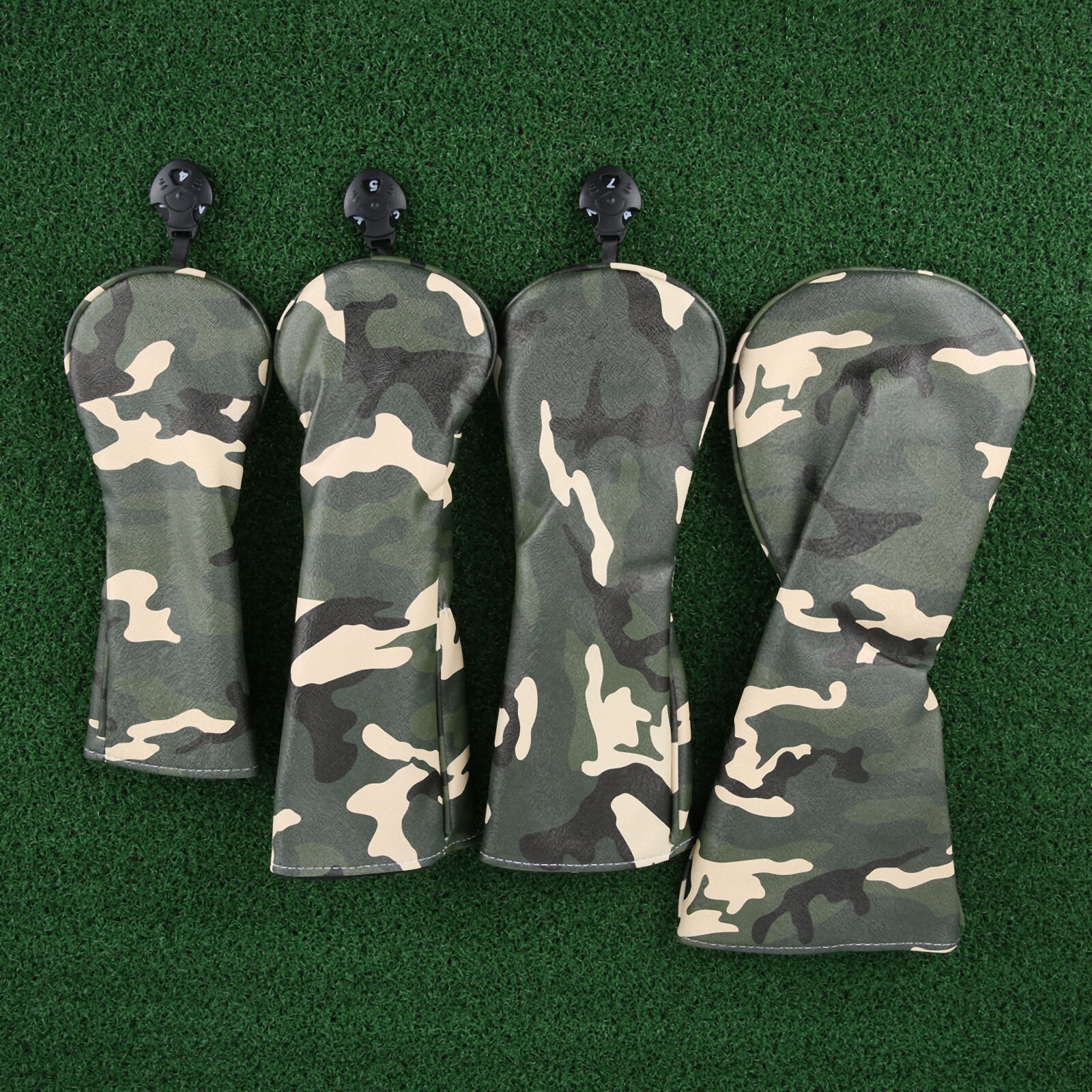 4 stk vanntett pudder golfklubb hodeksett sett . 1, 3, 5,  ut golf tre sjåfør klubb hoder deksel beskytter: Camo grønn