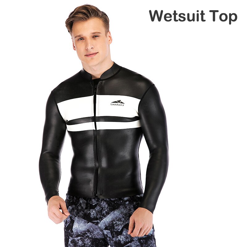 Mens 3mm Neoprene Wetsuit Jacket Long Sleeve Front Zipper Canoe Kayak Surfing Diving Suit Rash Guard Diving Suit Top Adult: 7042 / XXL