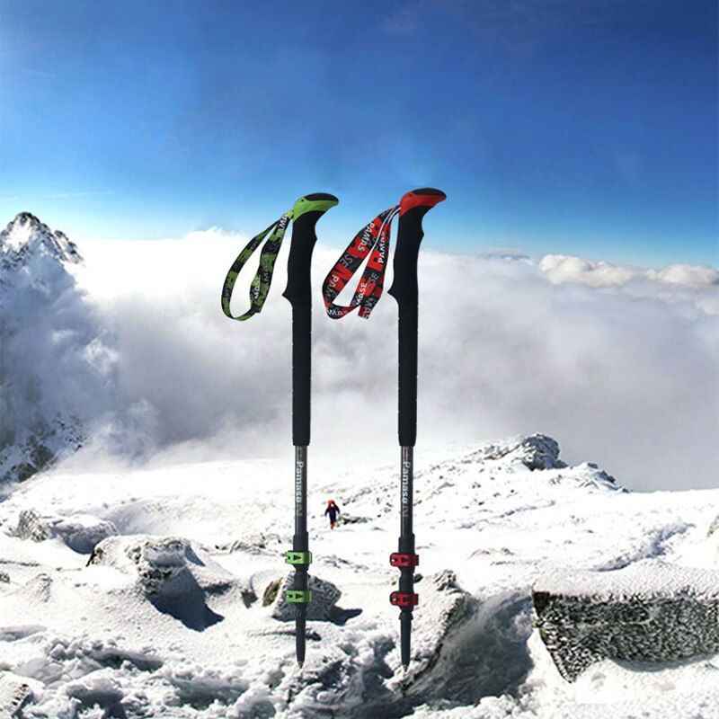 Carbon Trekking Pole PS-03 Folding Mountaineering Off-road Telescopic Cane Telescopic Three-section External Locking Cane