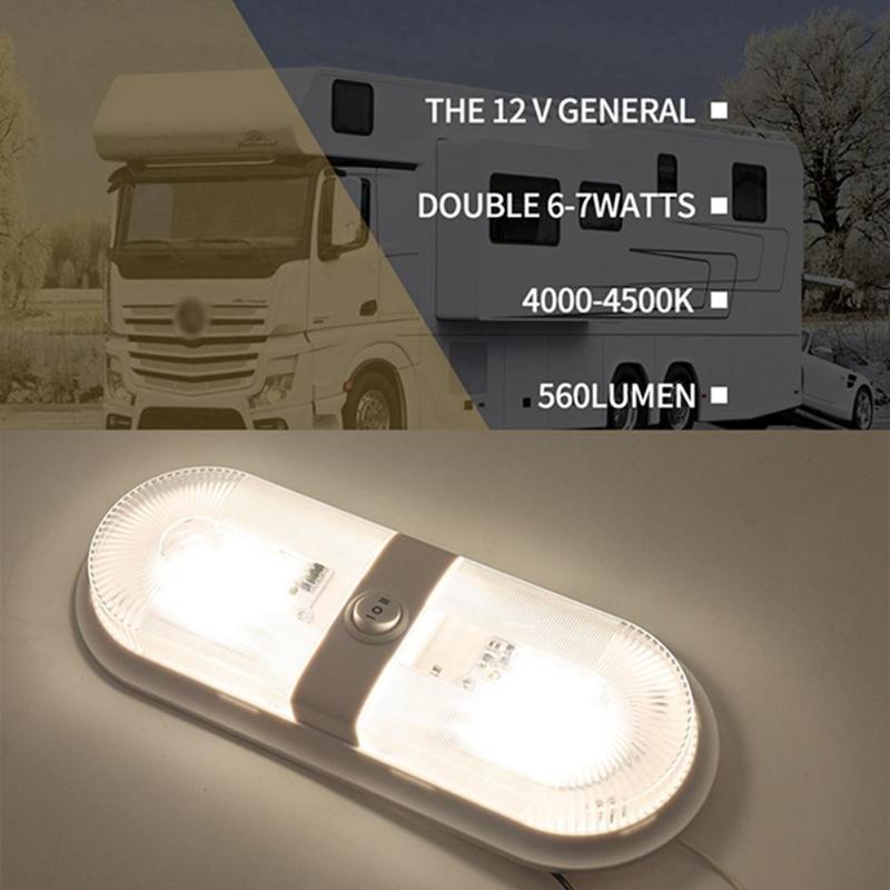 48 LED Ceiling Dome Light 12V/24V with On/Off Switch for RV Marine Yacht Camper Low Consumption and Energy Saving