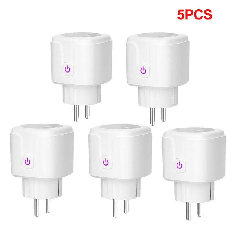 16A EU Tuya Smart Wifi Power Plug with Power Monitor Smart Home Wifi Wireless Socket Outlet Via Smart Life APP Works with Alexa: 5PCS EU Socket