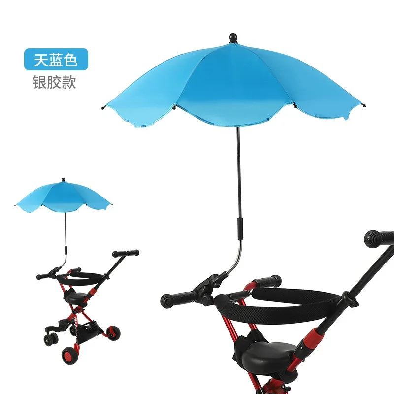 Carrinho de bebê dobrável guarda-chuva uv sol proteção contra chuva 360 graus ajustável universal carrinho pára-sol dossel capa bebê: Branco