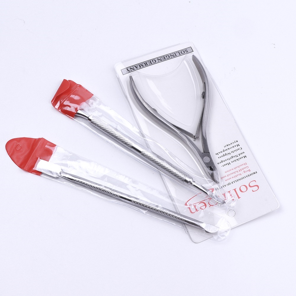 3 Stks/set Rvs Cuticle Pusher Spoon Remover Cutter Nipper Clipper Nail Schaar Gereedschap Voor Manicure Eelt Scheerapparaat