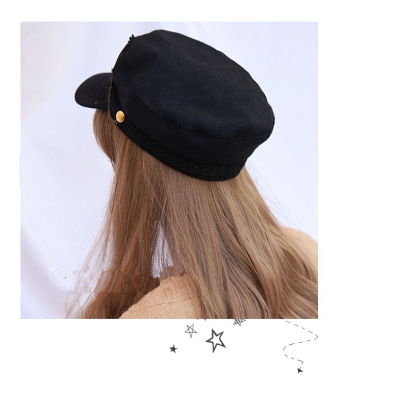 Handmade Black Beret Cap Hats Artist Painter Newsboy Caps Beret Hats B1613