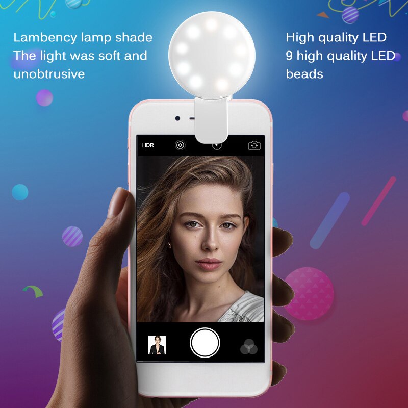 LED Ring Blitz Universelle Selfie Licht Tragbare praktisch LEDS Selfie Lampe Leucht Ring Clip Für IPhone 11 X XR samsung