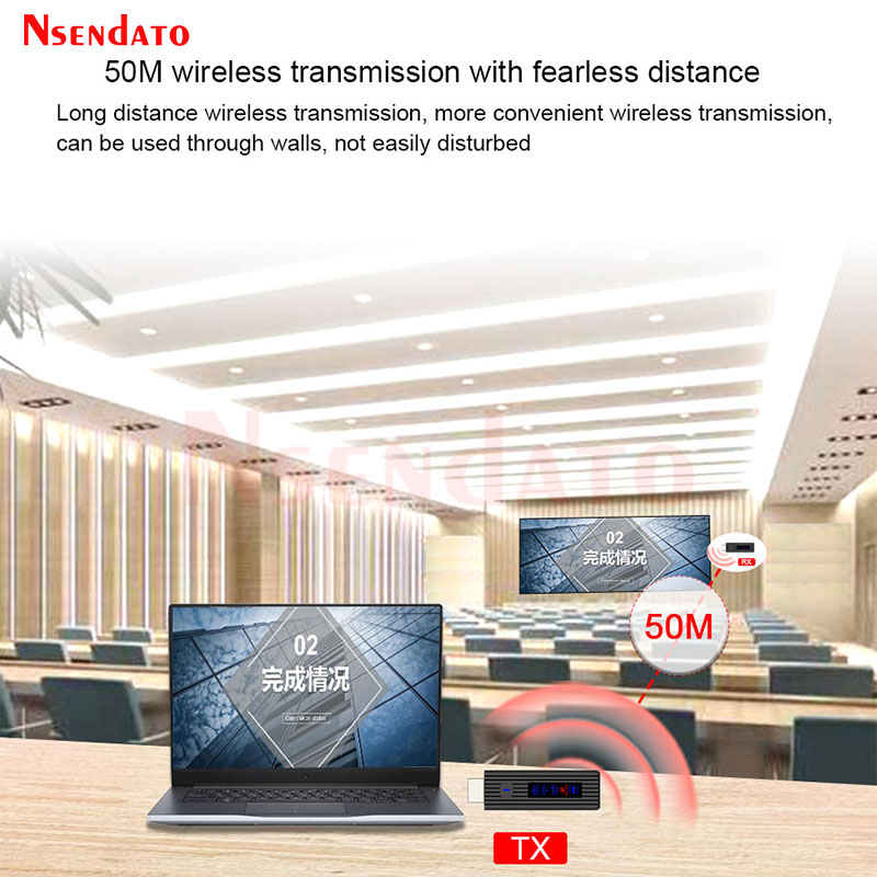 Transmissor e receptor de vídeo sem fio hdmi extensor 50m 1080p hdmi vídeo tv vara dongle adaptador sem fio para câmera portátil pc