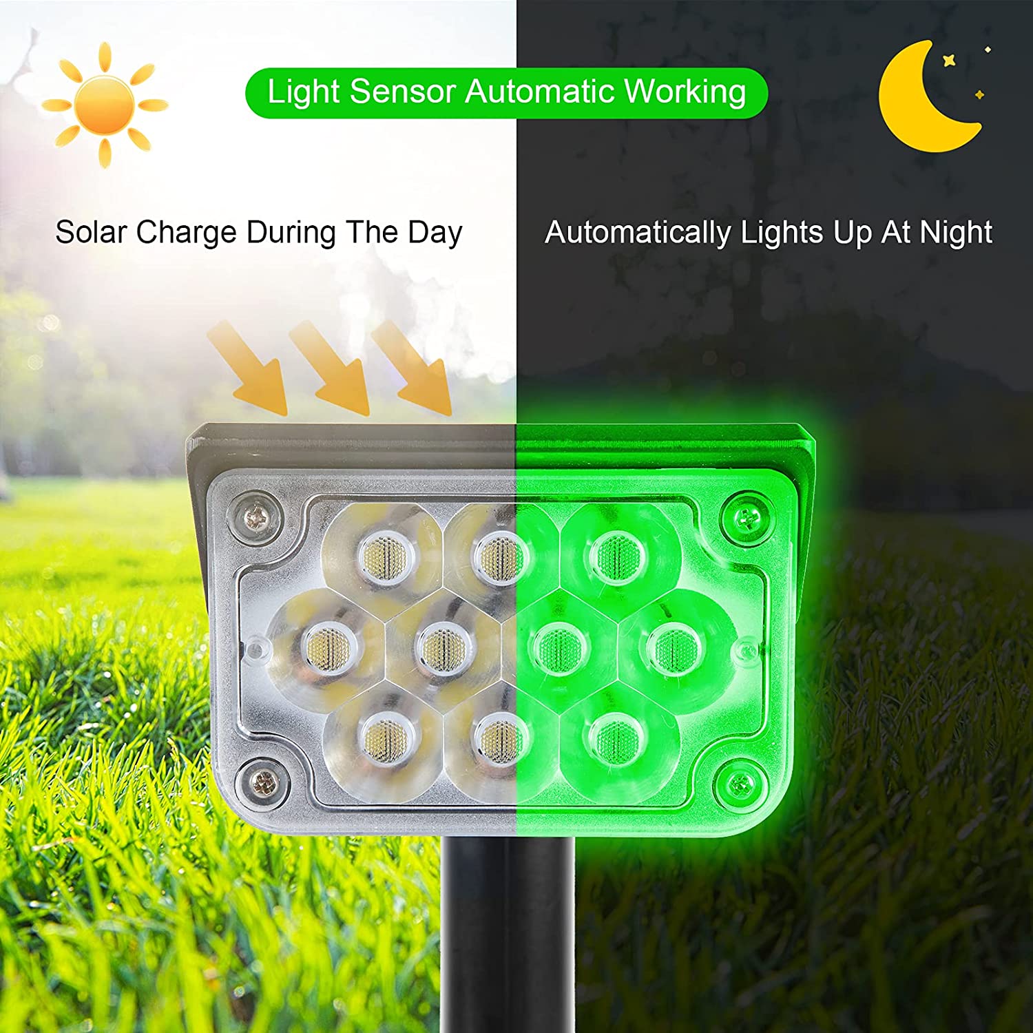 T-sole faretto solare regolabile luce solare da giardino IP65 luce verde a energia solare per la decorazione dell'albero del percorso dell'iarda luce solare tutto'aperto