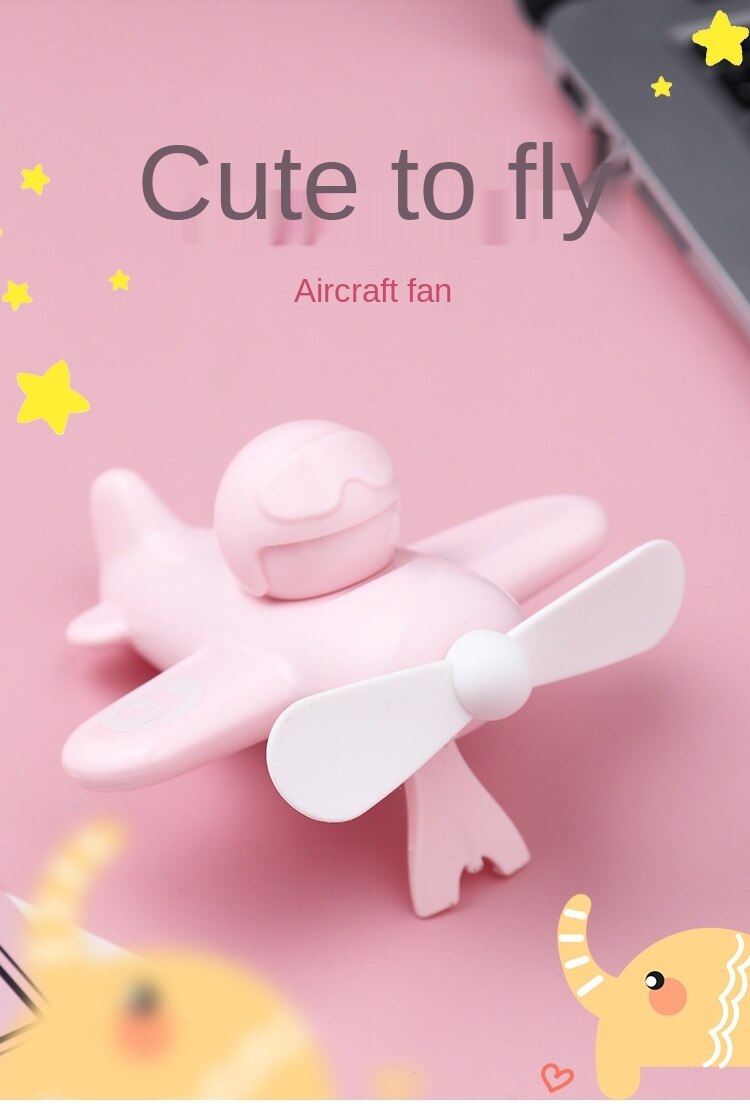 Simple Airplane Fan Cute Handheld Airplane Electric Fan Usb Charging Portable Desktop Mini Airplane Fan Multifunctional Toy