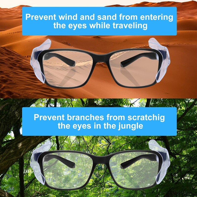 Protectores laterales para gafas de seguridad, protector lateral transparente antideslizante para gafas de seguridad, se adapta a anteojos pequeños y medianos, 12 pares