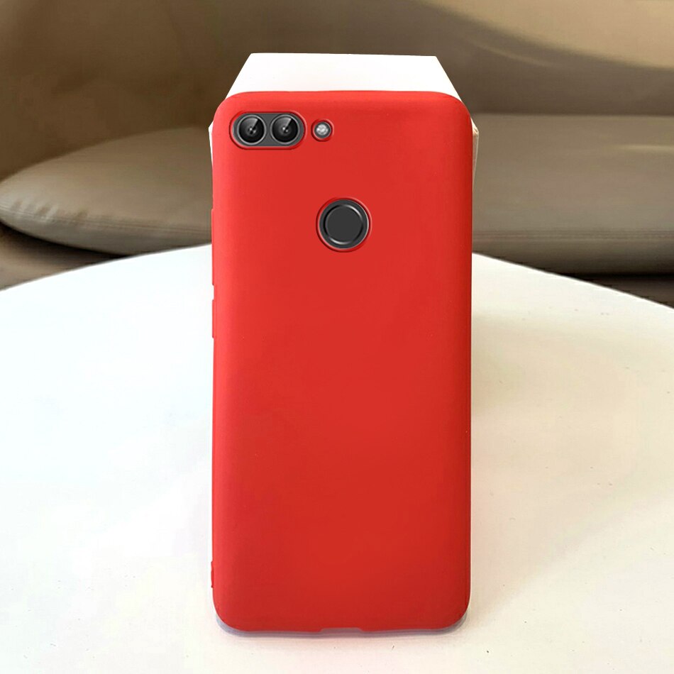 Pour Huawei P étui intelligent Coque Huawei PSmart étui souple mat Silicone pour Funda Huawei P FIG-LX1 intelligent coques de téléphone: Red