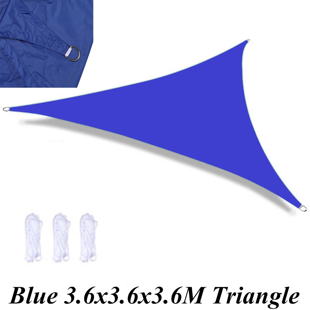 Imperméable Anti-UV soleil ombre voile canopée voiles auvents abri Durable Triangle Rectangle carré pour jardin de cour avec des cordes: Blue Triangle L