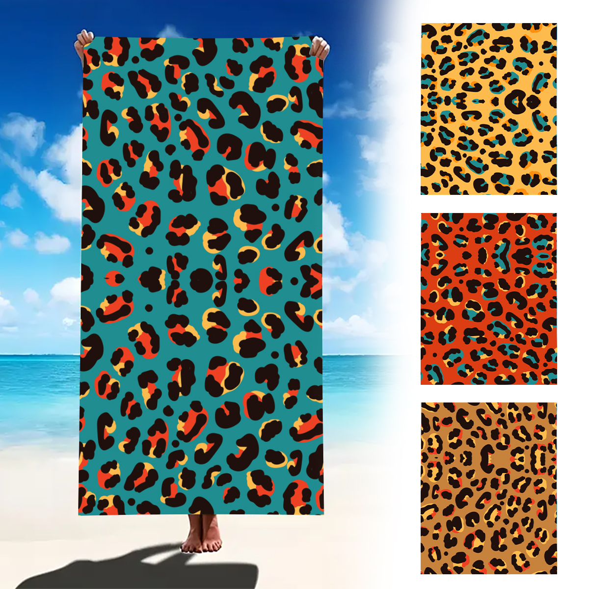 Toalha de praia tigre com estampa de leopardo, grande microfibra, ultra macia, secagem rápida, para natação, yoga, leve, viagem, acampamento