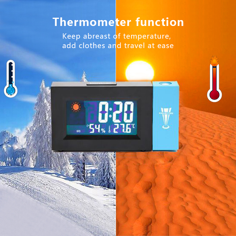 Digital Weather Clock Weather Station LED Screen Forecast Projection Clock Temperature Humidity Clock Rotating Alarm Clock