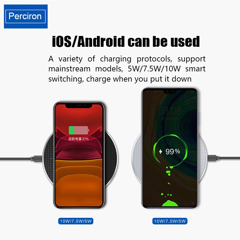 Qi wireless fast charger ultra-thin metal pad 15W wireless fast charger for iPhone13por Huawei Android Samsung S9 Note8 adapter