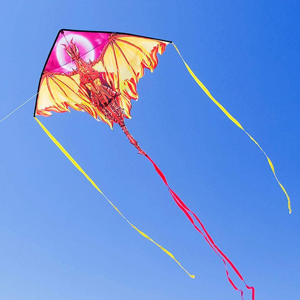 Outdoor toy for children, ice & fire dragon kite with ripstop string, albatross kite, large animal shape, flying  g1s 1