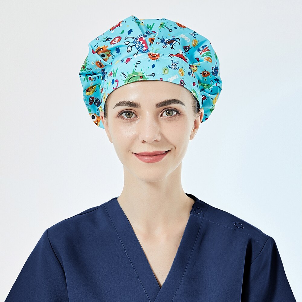 De patrón bata tapas corbata sombrero de trabajo 100% algodón lavables esteticista sombreros Sweatband laboratorio prueba de polvo Bouffant sombrero: 52039