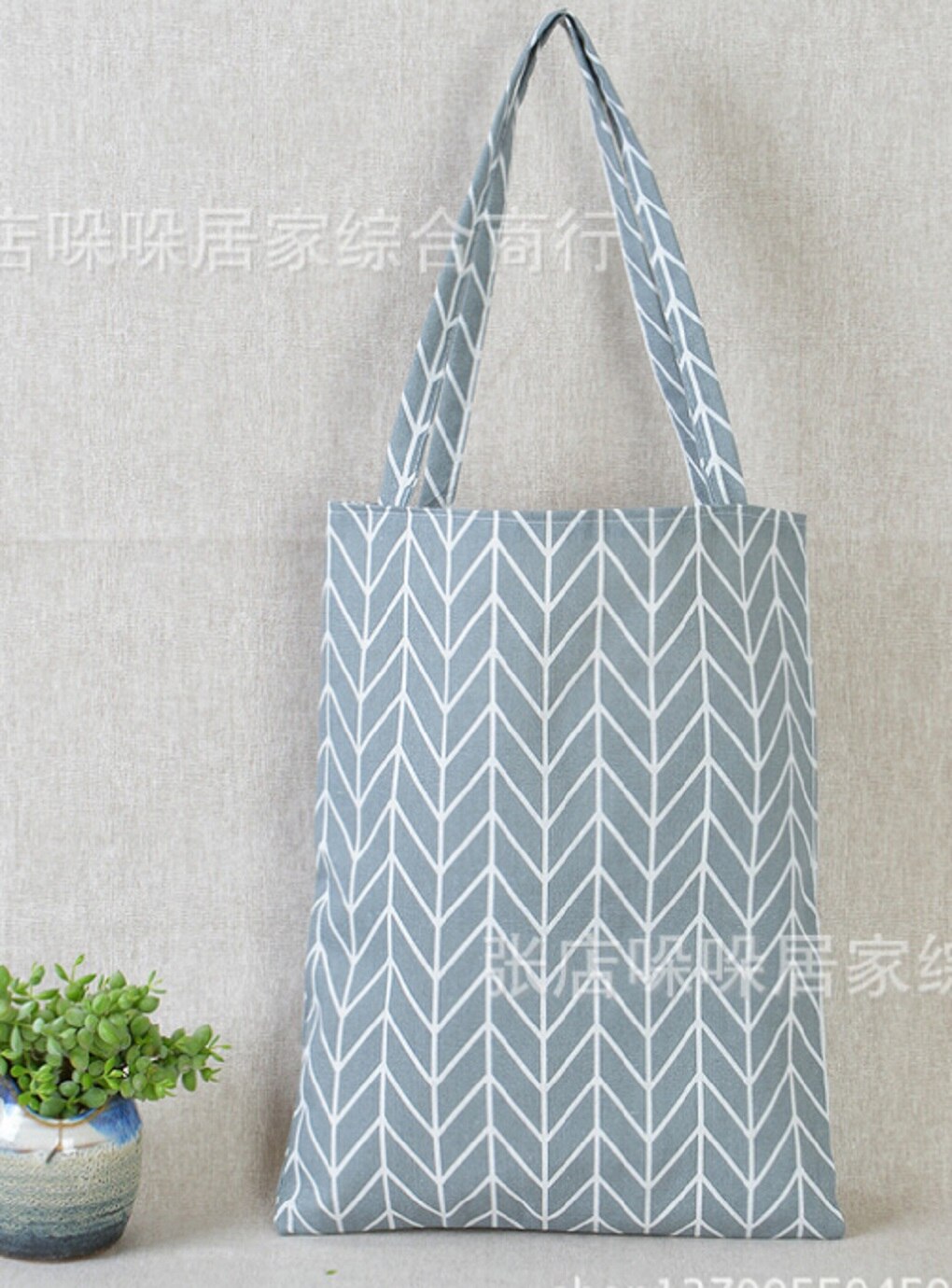 Vrouwen Linnen Katoen Winkelen Schoudertas Canvas Purse Pouch Tote Totes Handtassen: Light Blue