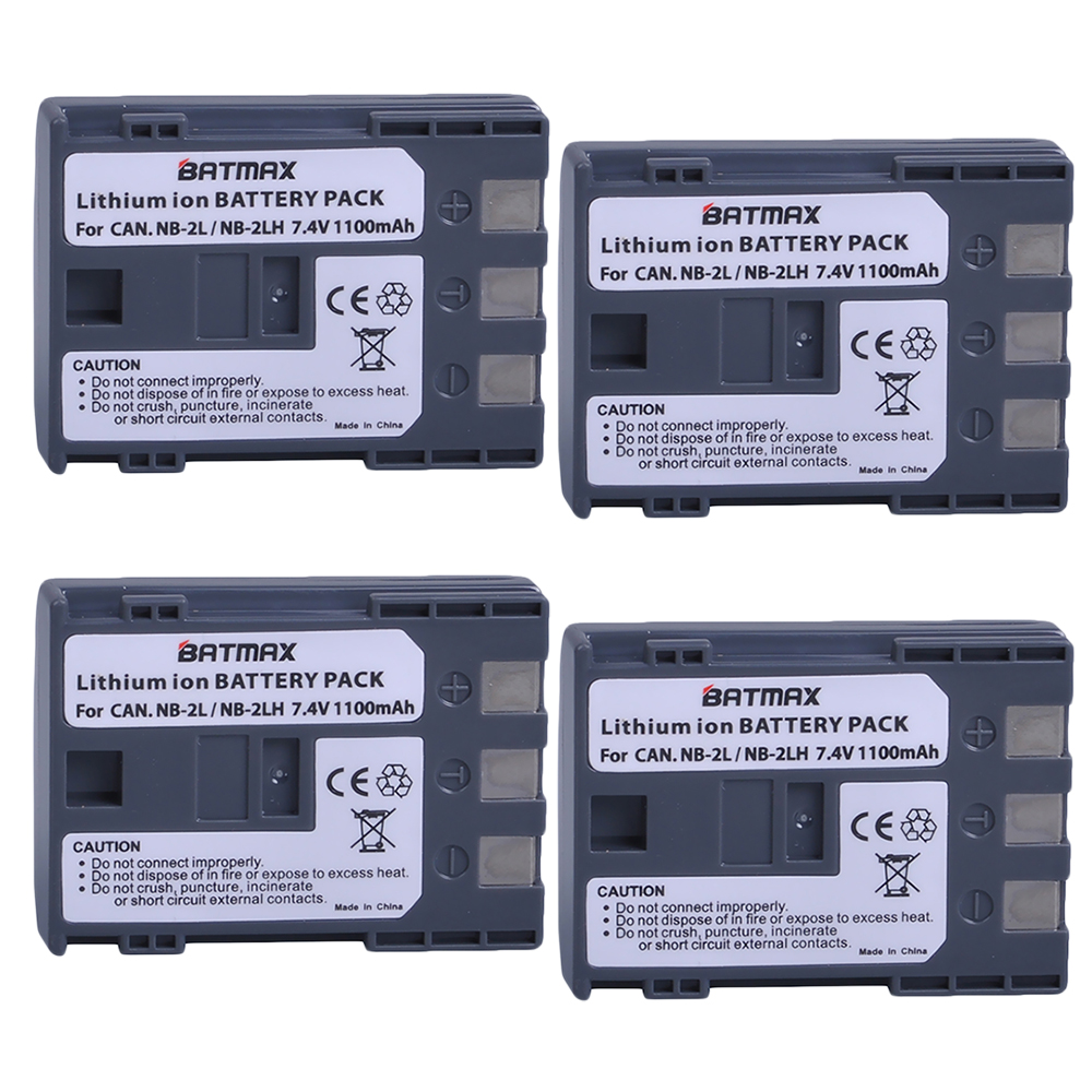 Batmax 4 Stks 7.4 V 1100mAhNB-2L NB-2LH NB 2L NB 2LH Digitale Camera Batterij Pack voor voor Canon 350D 400D G7 G9 S30 S40 z1 Kus