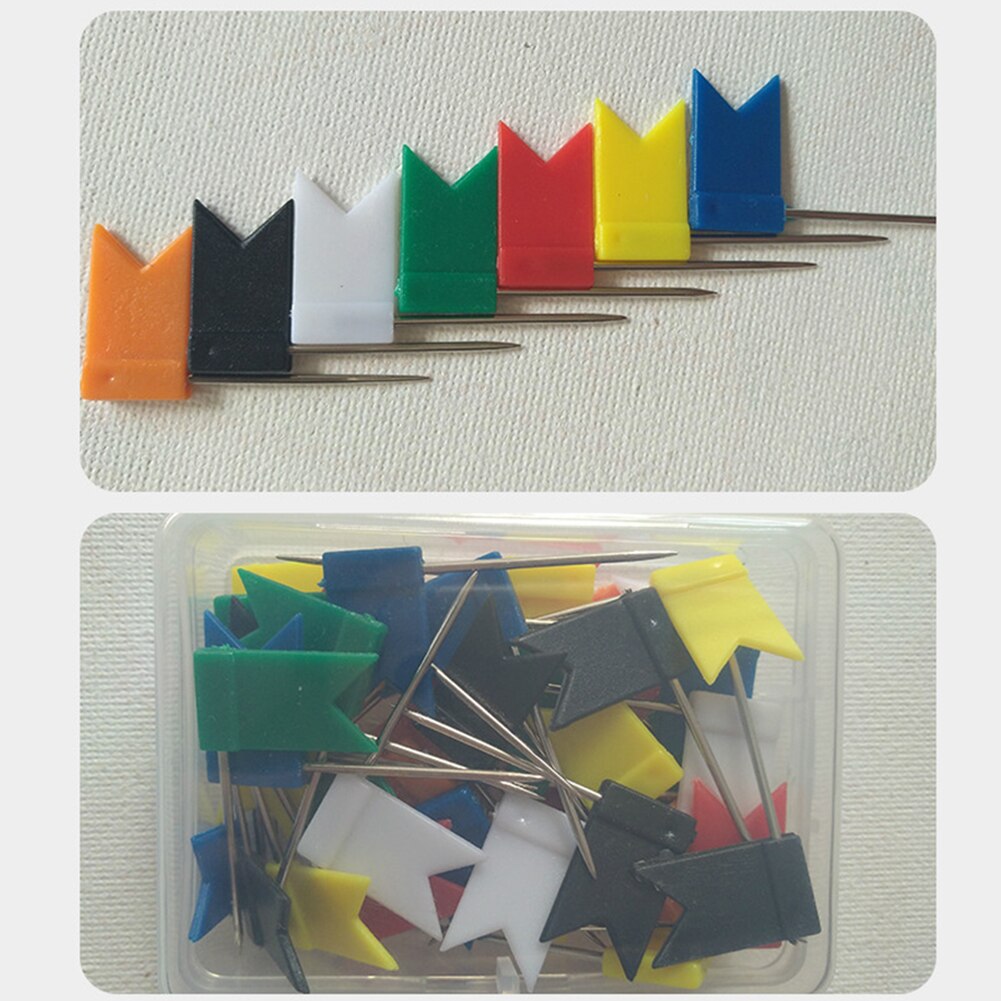 100 Pcs Flag Push Pins Marker Marking Pins Thumbtack for Notice Cork Board Map