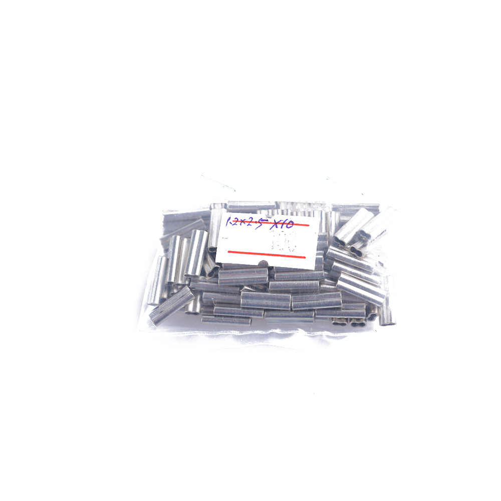 Manguitos de prensado de línea de tubo de cobre doble de acero inoxidable, 100 piezas, 8/10mm, tubo de alambre de pesca ovalado, herramientas de conector de acero inoxidable