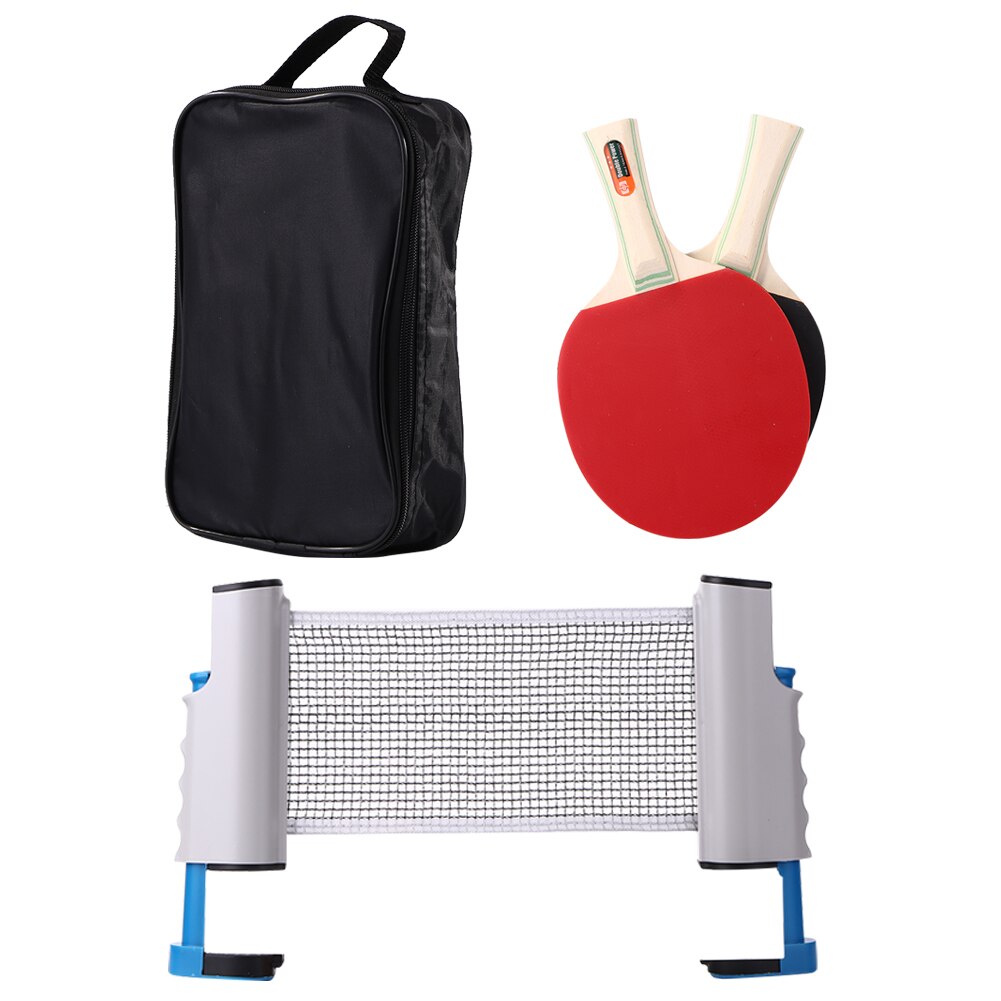 Ping Pong Training Equipment Table Tennis Trainer Set with Racket Net Red Two pieces for net and bag