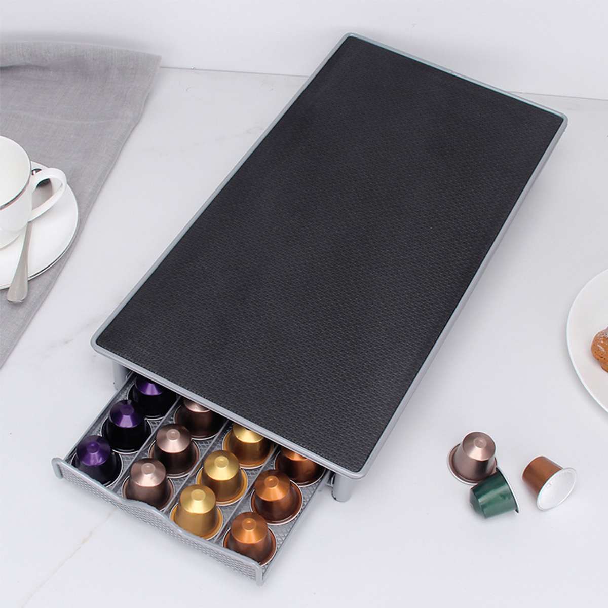 Café Capsule tiroir 40 dosettes organisateur support de rangement café Capsules support pour Nespresso café Capsule étagères 405x220mm