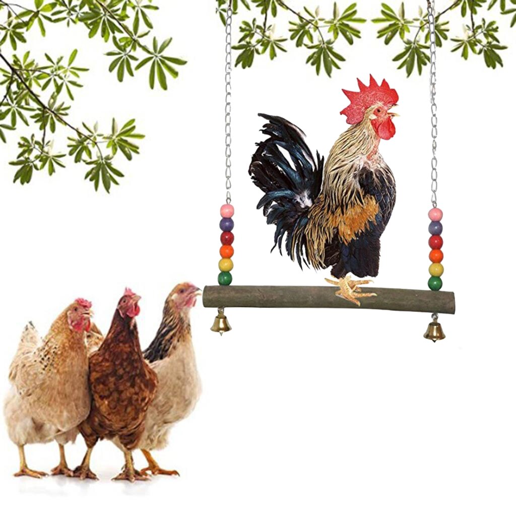 Big Chicken Ladder Swing Hanging Wood Perches Parrot Chew Exercise Toy for Large Birds Chicken