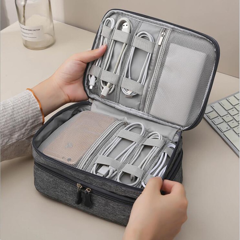 Datakabel lagringsveske bærbar digital usb gadget organizer lader ledninger kosmetisk glidelås lagring vanntett organizer case