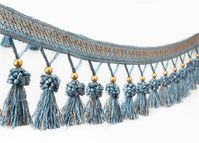 Rideau à franges avec des perles en cuivre en métal de 1M, bricolage soi-même, pour robe latine, rideau de vêtement, accessoires de couture décoratifs, ruban d'habillage: F