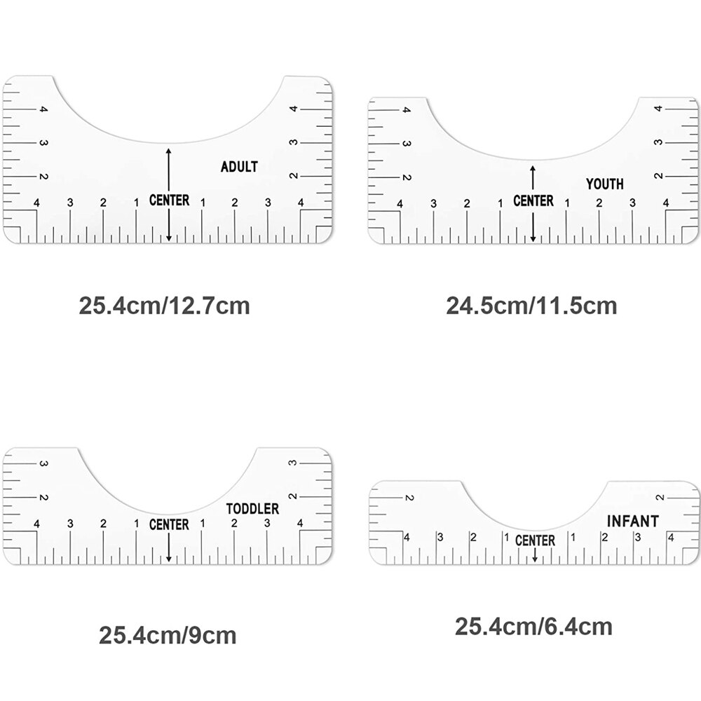 Zcmyddm 4 stk t-shirt justering lineal t shirt justering værktøj til diagramtegning skabelon tøj mønster syværktøj