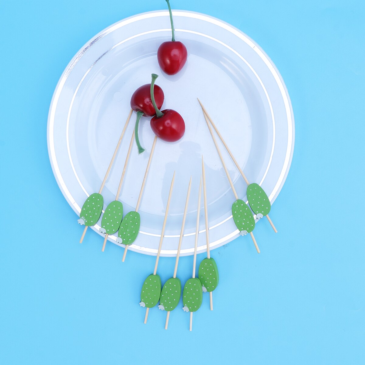 100 st matplock cocktail frukt aptitretare dryck pinnar engångs trä tandpetare festtillbehör 12cm köksservis gafflar