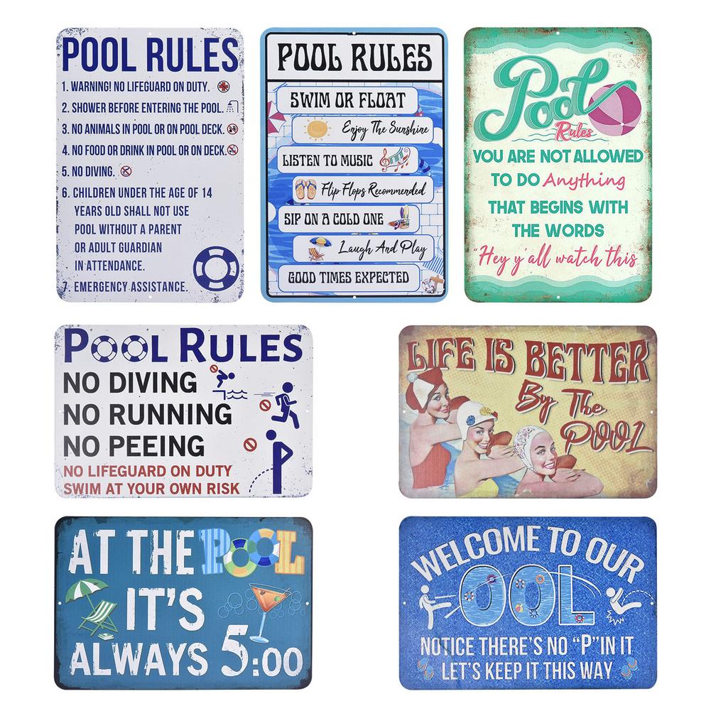 30*20cm Aluminum Alloy Swimming Pool Decoration Sign Warning Rules Sign Outdoor Summer Decoration Pendant Accessories Supplies