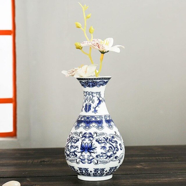 Wall Mounted Ceramic Flower Vases Antique Porcelain Vase Home Decoration: Blue
