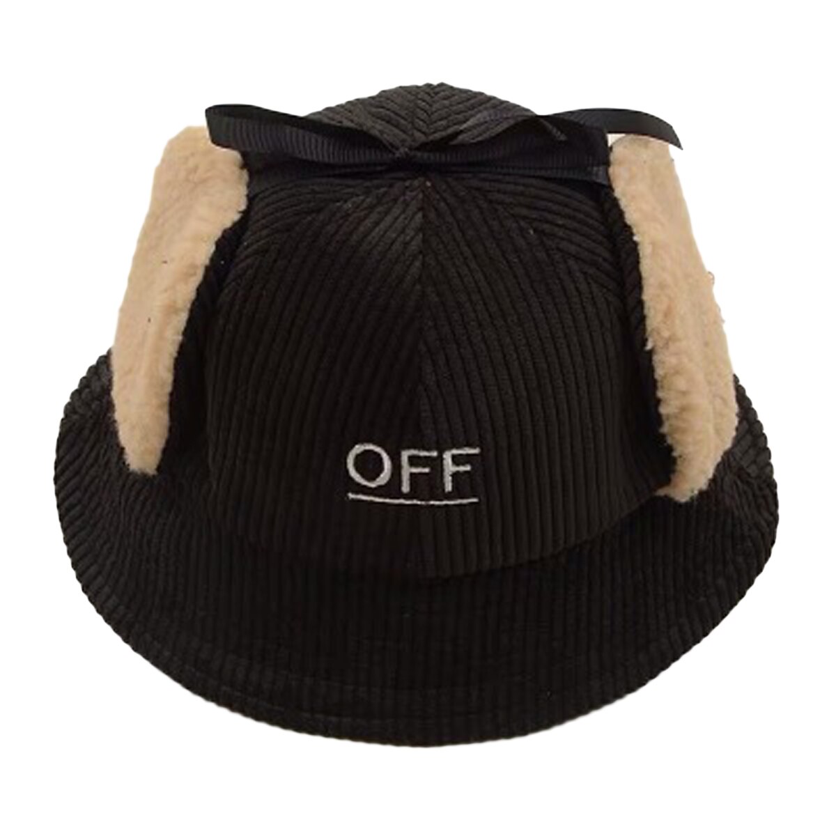 Autumn Winter Fisherman's Cap Children's Corduroy Basin Cap Off Baby Lei Feng Hat Thickened Warm Cap Girls Boys: Black